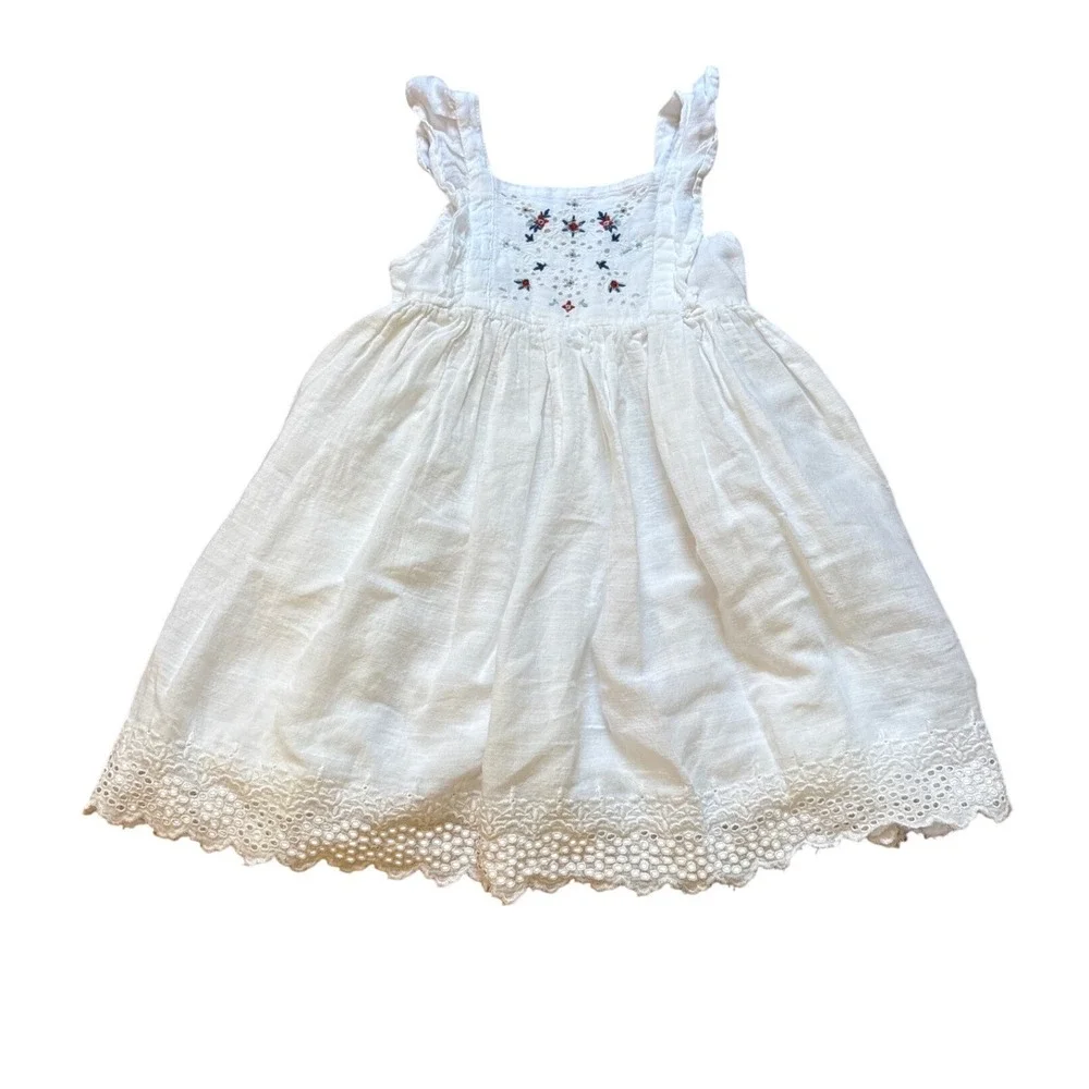 Old Navy Dress Kids White Boho Embroidered‎ Eyelet Lace SIZE 2T